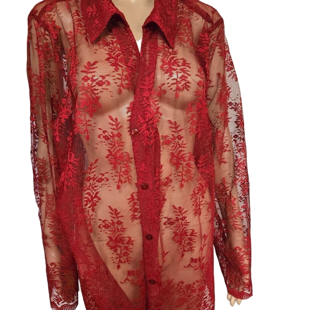 White Stag Red Lace Blouse